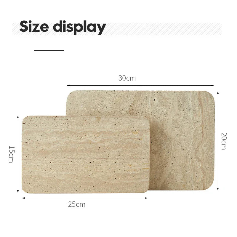 DecorBites™ Beige Travertine Marble Plate for Pastry Cheese Dessert Coffee & Bathroom Essentials