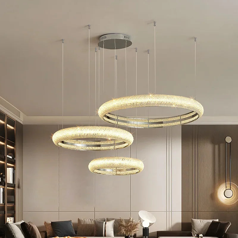 DecorBites™ Crystal Chandelier Chrome Light LED Ceiling Lights for Modern Luxury Décor