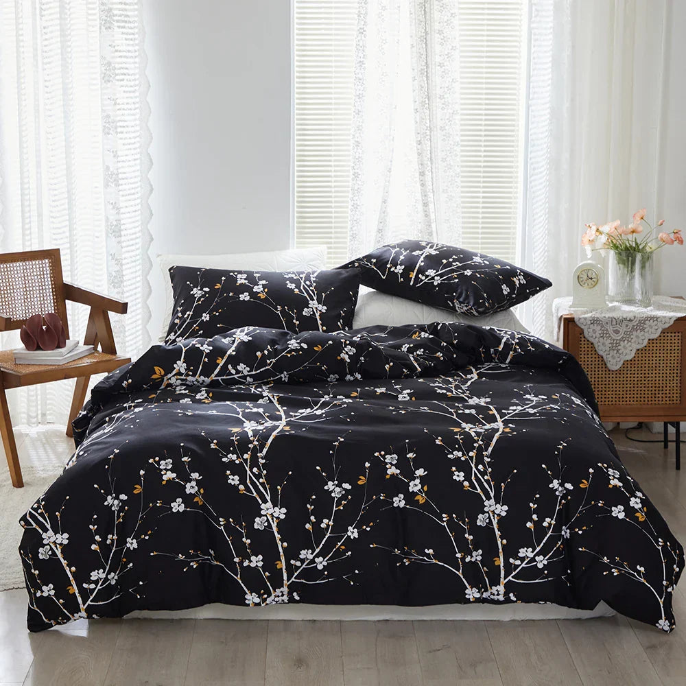 Decobites Plum Blossom Queen Duvet Set: Skin-Friendly, Comfortable & Durable