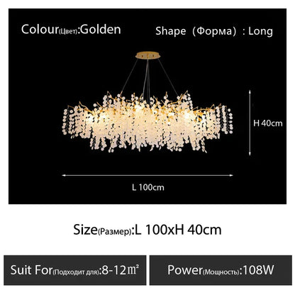 DecorBites™ Circular Crystal Chandelier Living Room Pendant Lights LED Indoor Decoration