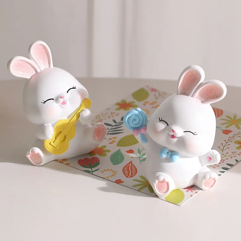 DecorBites™ Cute Bunny Figurine Sculpture for Home Decor - Modern, Chubby Rabbit Art Ornament