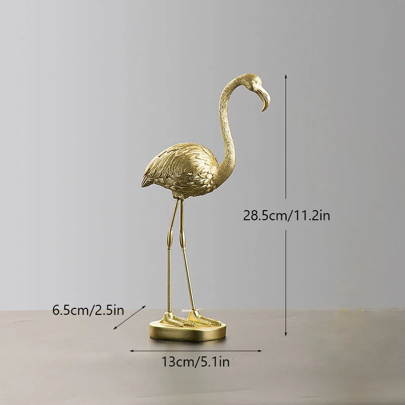 Gold Resin Flamingo Figurine