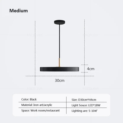 DecorBites™ LED Study Disc Pendant Light for Bedroom Living Room Office Decor