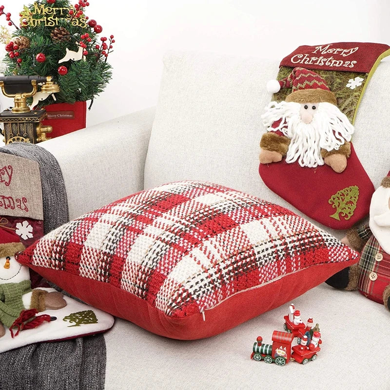 DecorBites™ Buffalo Plaid Cotton Linen Sofa Cushion Cover Pillowcase