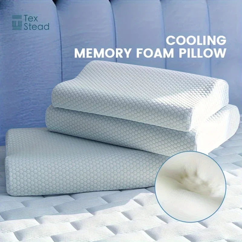 Decobites Cooling Memory Foam Contour Pillow for Cervical Support