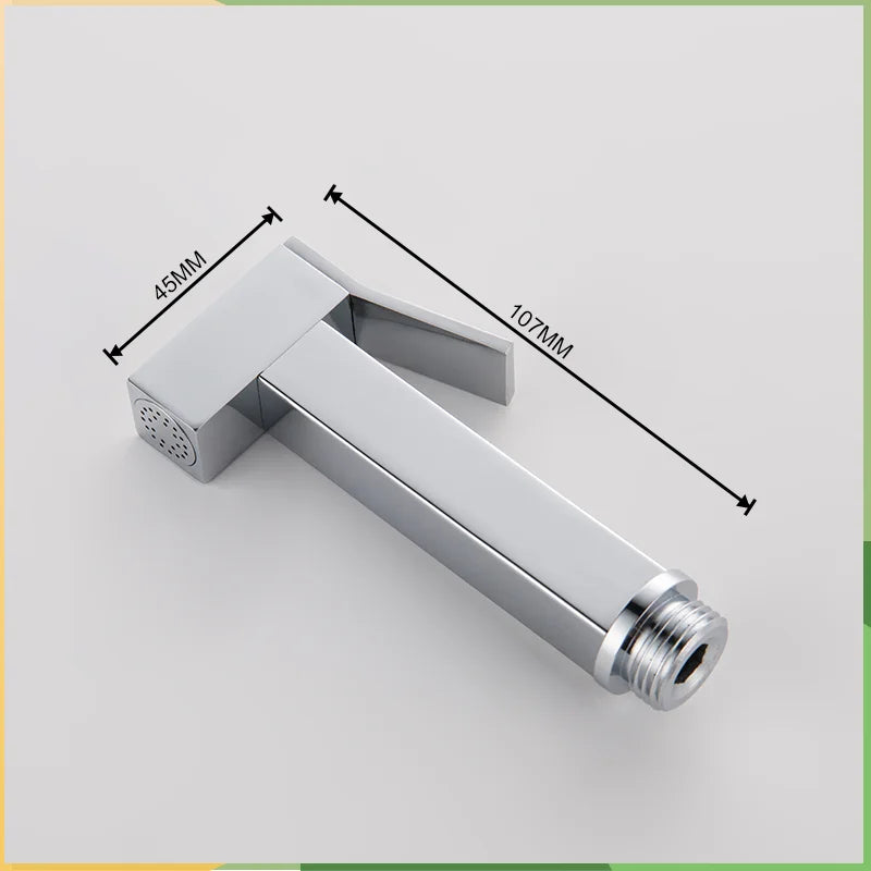 DecorBites™ Bidet Faucet Shower Mixer: Cold Hot Water Tap, Brass, Square Sprayer Head