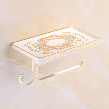 DecorBites™ Aluminum Toilet Paper Holder with Phone Rack and Hook