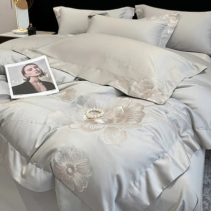 DecorBites™ Chic Embroidered Cotton Bedding Set for Luxurious Home Décor