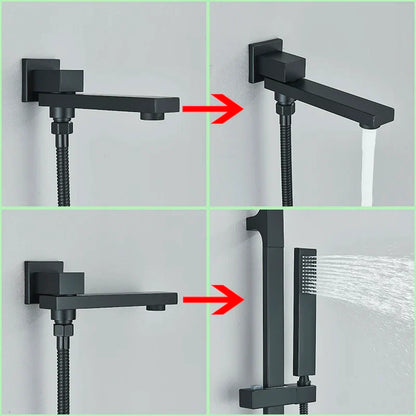 DecorBites™ Black Rainfall Shower Faucets with Slider Bar and Embedded Mixer