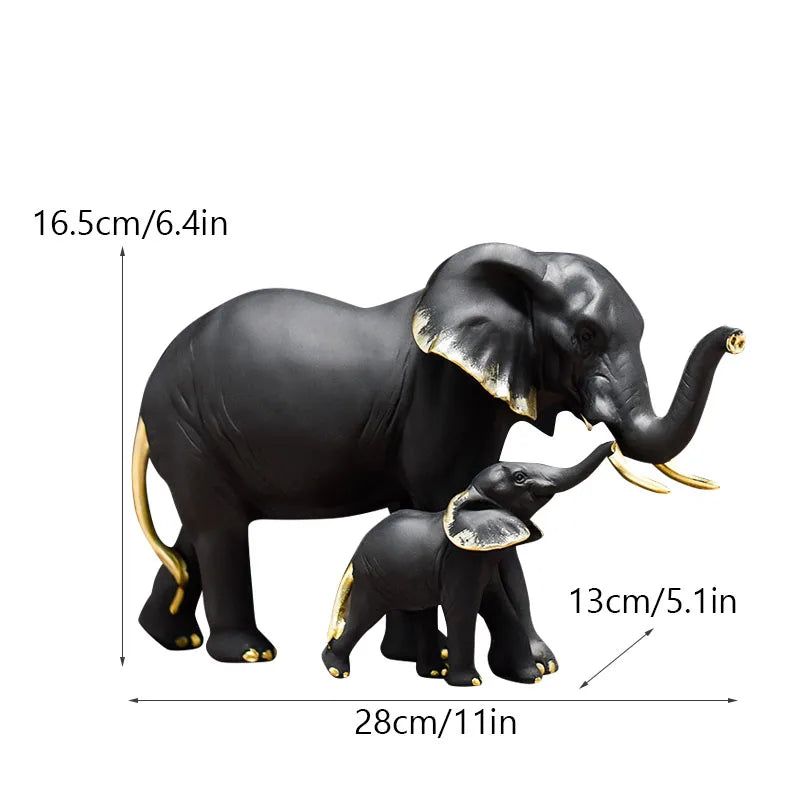 DecorBites™ Elephant Resin Figurine: Interior Lucky Ornament for Home Decor