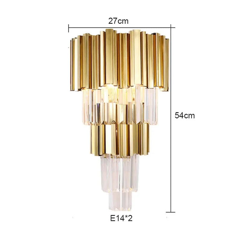DecorBites™ Gold Crystal Wall Lamp with LED Light for Home Lighting Fixtures