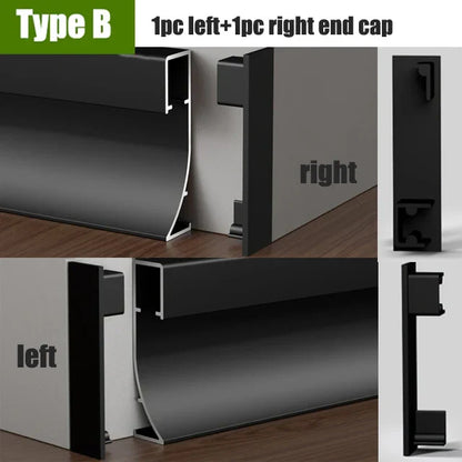 DecorBites™ Black Aluminium LED Profile for Recessed Skirting with Silicone Cover