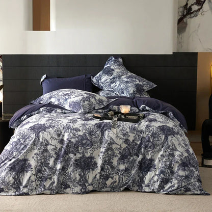 Decobites Forest Plant Ink Print Bedding Set, Soft Warm Duvet Cover Set