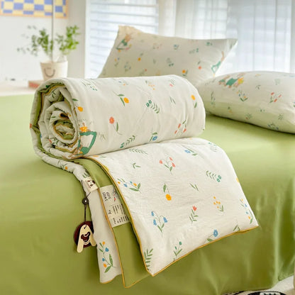 DecorBites™ Cartoon Summer Blanket, Pure Cotton Soybean Fiber, Student Single Double Bed