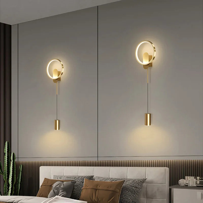Aplique de pared LED dorado DecorBites™ de 24 W, estilo nórdico moderno, ideal para la decoración del hogar.
