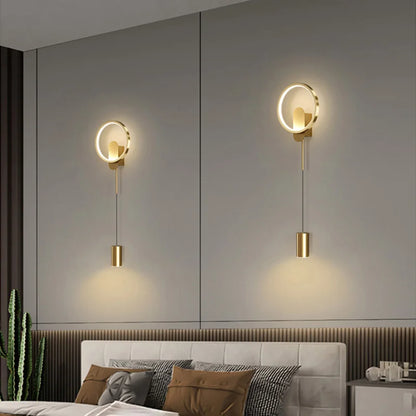 Aplique de pared LED dorado DecorBites™ de 24 W, estilo nórdico moderno, ideal para la decoración del hogar.