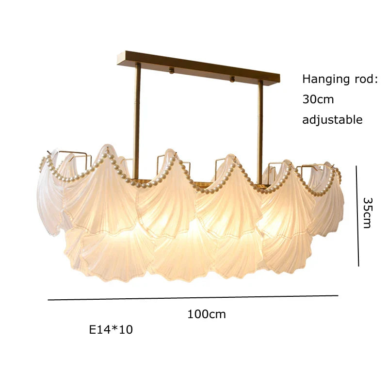 DecorBites™ Crystal Pearl Chain Chandelier: Luxe Hanging Lamp for Exquisite Home Decor