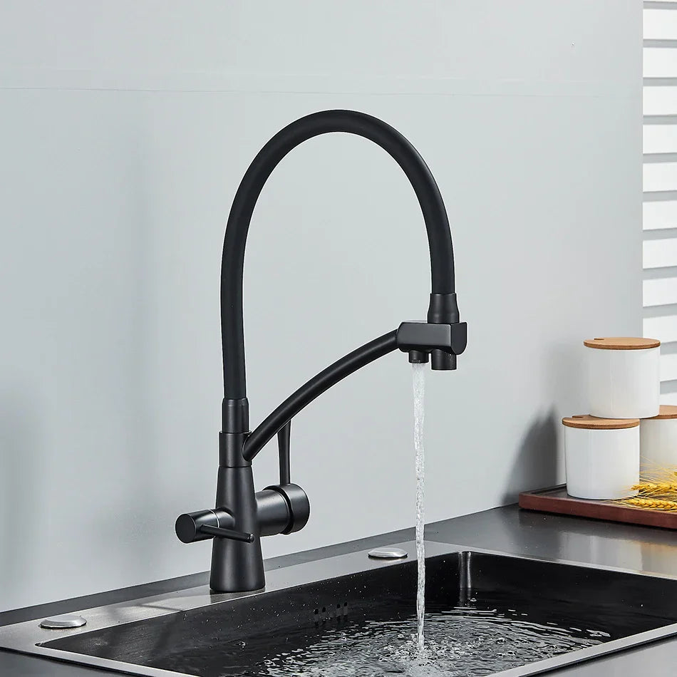 Decorbites™ Zweispülfilter-Mischbatterie mit 360° Drehung für Wasserreinigung Küchenarmatur