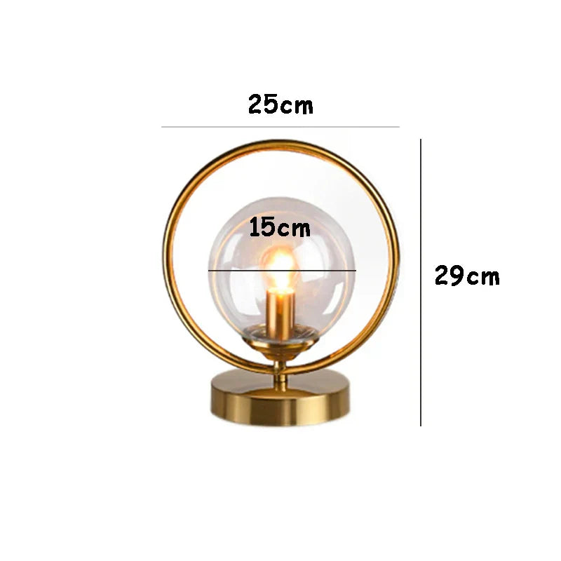 DecorBites™ LED Glass Ball Brass Ring Table Lamp for Stylish Living and Bedroom Lighting