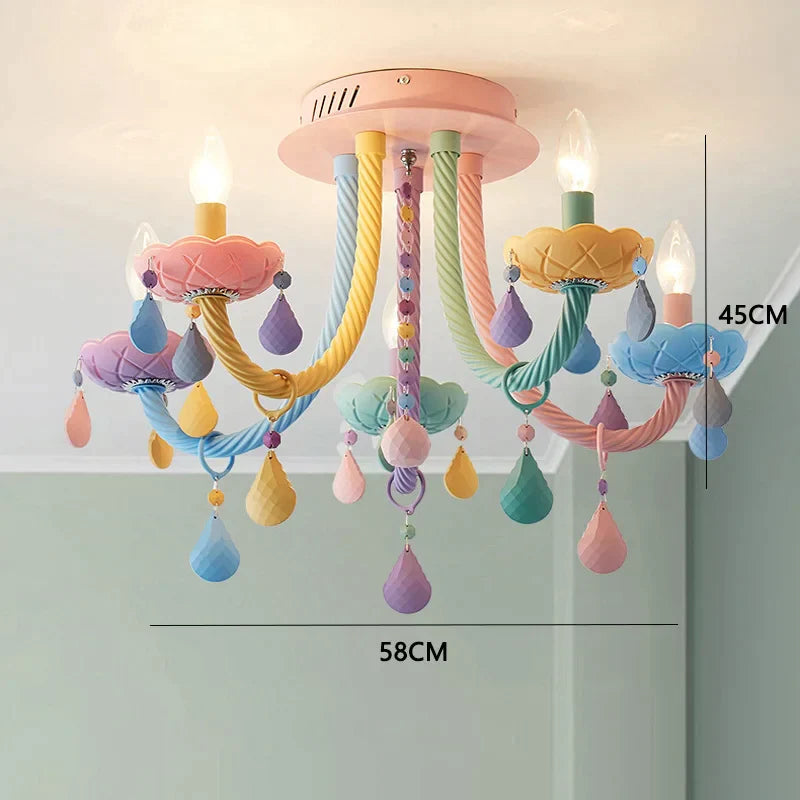 DecorBites™ Kids Room LED Macaron Ceiling Chandelier for Boys Girls Bedroom Decor