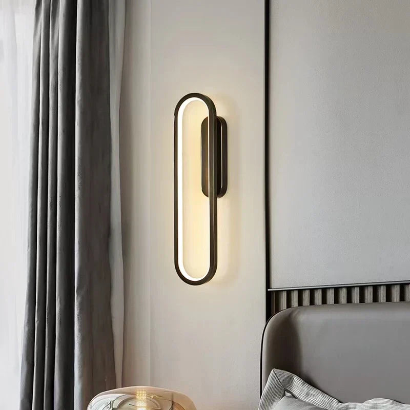 DecorBites™ مصباح حائط داخلي LED بحلقة سوداء للديكور المنزلي وغرفة المعيشة وغرفة النوم