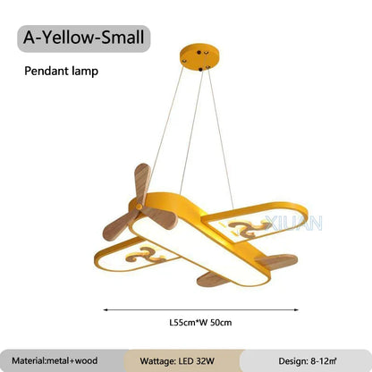 ديكوربايتس™ مصابيح معلقة على شكل طائرة للأطفال مصنوعة من الخشب والمعدن ومصابيح LED لغرف الأطفال والمدارس