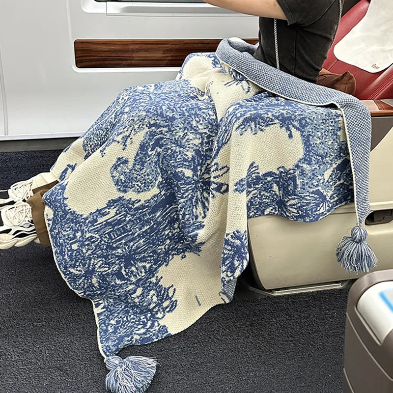 DecorBites™ Cozy Chinese Ink Knit Blanket for All Seasons - Soft Sofa and Bed Cover