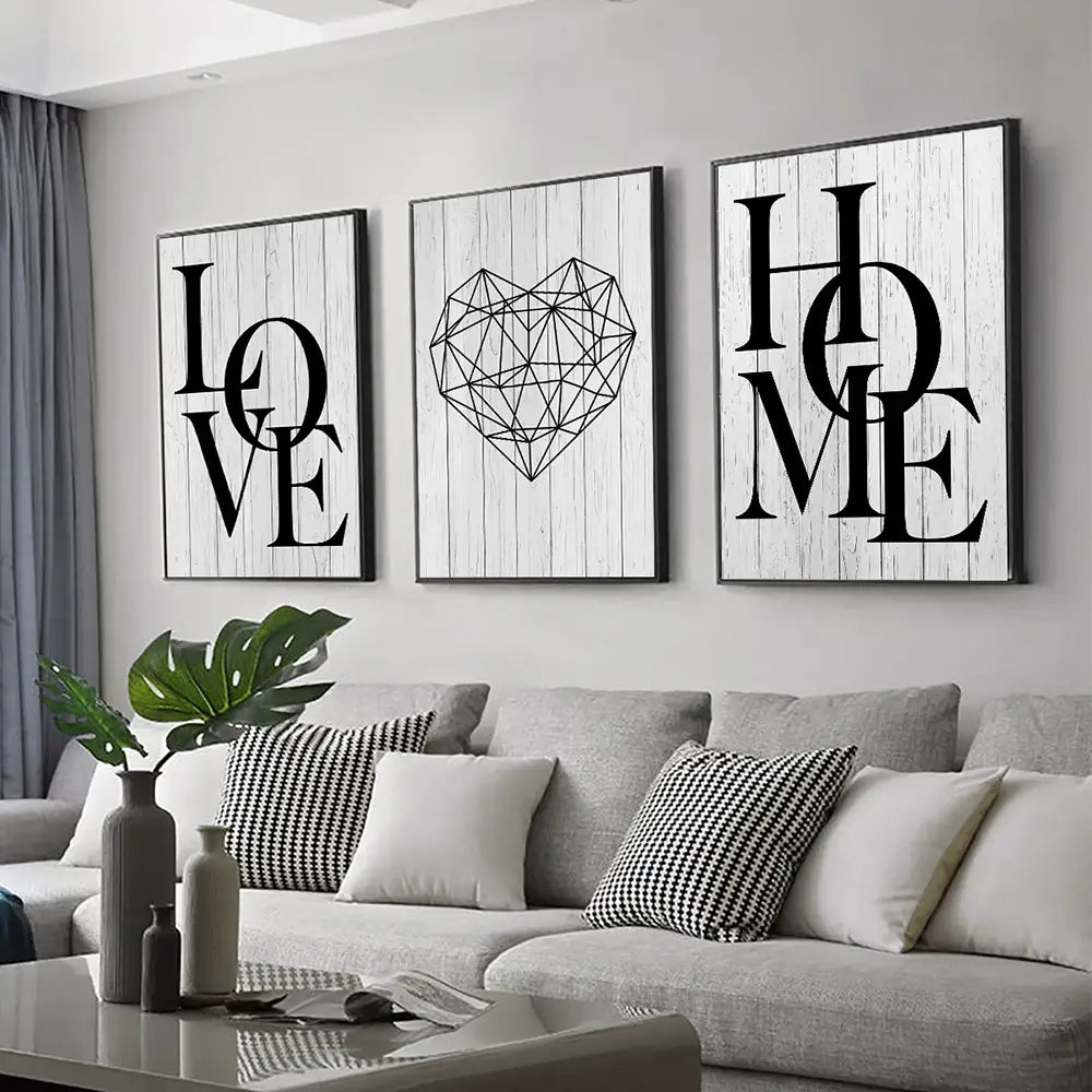 DecorBites™ Nordic Diamond Heart Canvas Prints Set