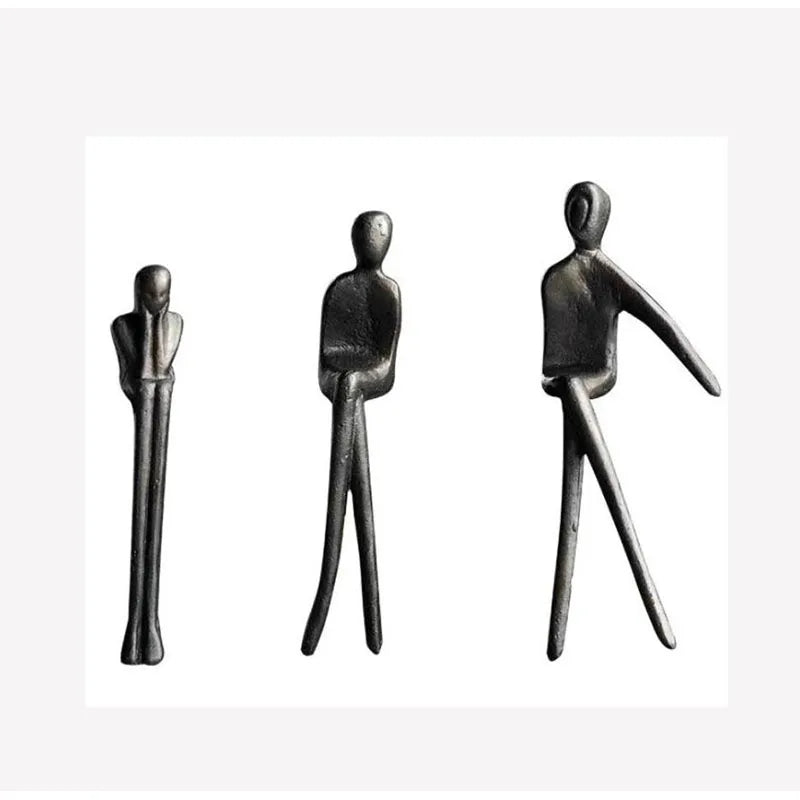 DecorBites™ Gold Plated Figure Sculpture Set | Abstract Desk Decoration | Character Statue