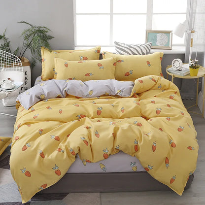 Decobites Cartoon Lattice Floral Geometric Pattern Bedding Set