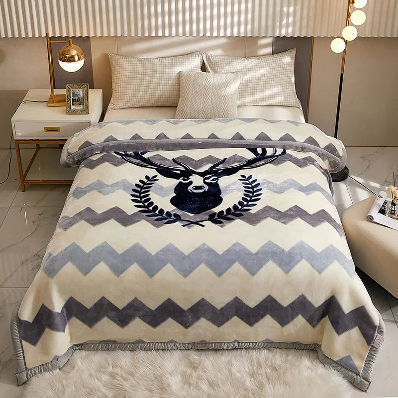 DecorBites™ Double Layer Raschel Blankets: Soft Faux Fur Mink Throw for Beds