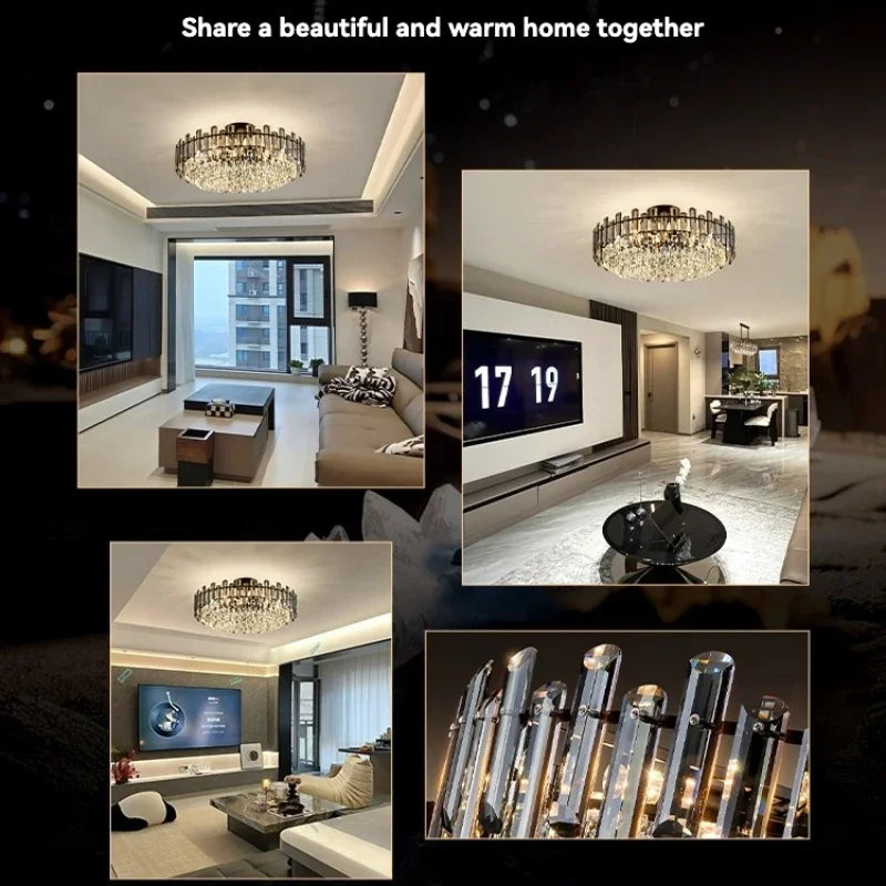 Gold Crystal LED Chandelier Round100cm Radiant
