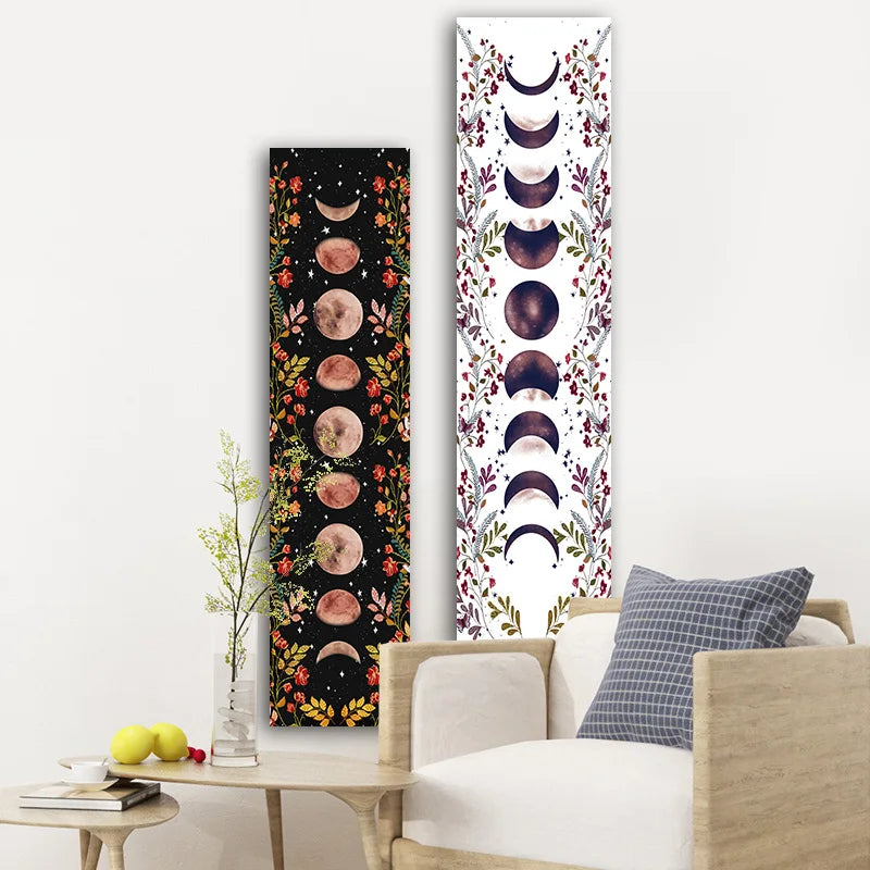 Decobites Moon Phase Flower Tapestry: Boho Wall Hanging & Home Decor