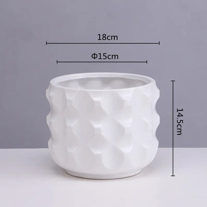DecorBites™ Gold Ceramic Flower Pot Geometry Vase for Succulents and Floral Arrangements