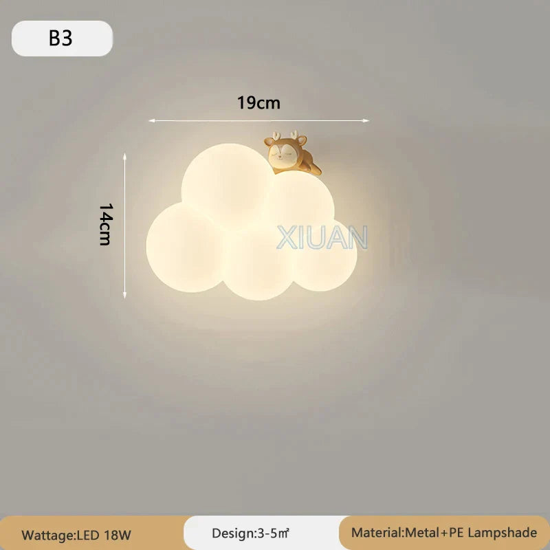 DecorBites™ Cloud Cartoon Wall Lamp for Nursery Room, Kids Bedroom, Cute Animal Sconce