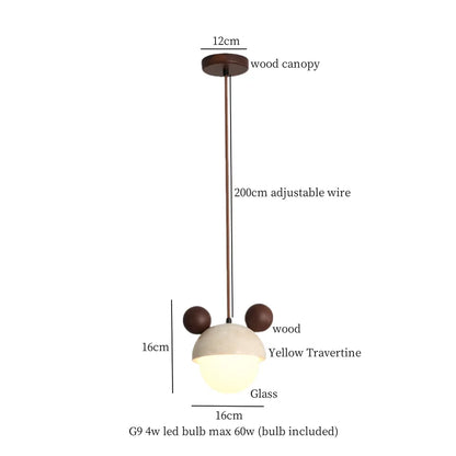 Lámpara colgante LED DecorBites™ Creative Stone, travertino amarillo, estilo minimalista nórdico