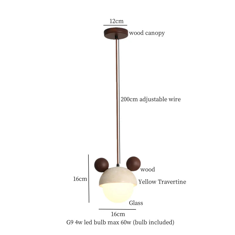 DecorBites™ Yellow Travertine LED Pendant Lights for Kitchen Island Bedroom Dining Table