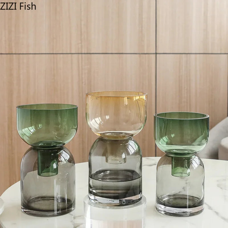 DecorBites™ Glass Vase Hydroponics Flower Pots for Desk Decoration and Floral Arrangement