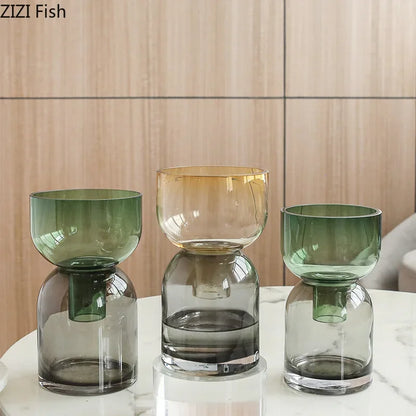 DecorBites™ Glass Vase Hydroponics Flower Pots for Desk Decoration and Floral Arrangement