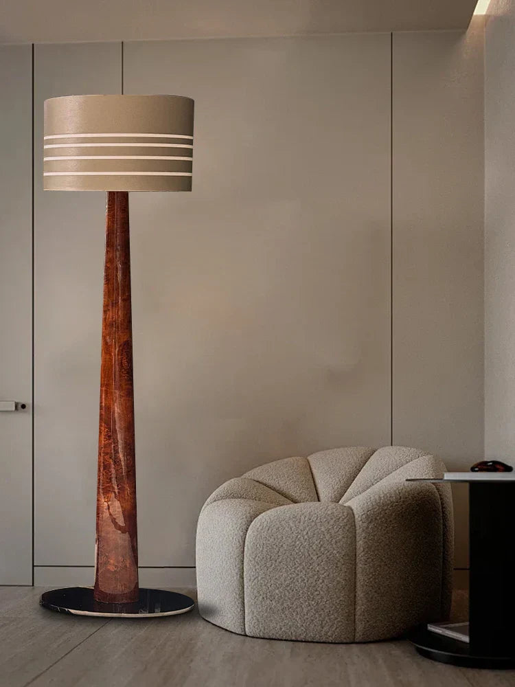 DecorBites™ Brown Leather Wooden Floor Lamp - Luxury Italian Design