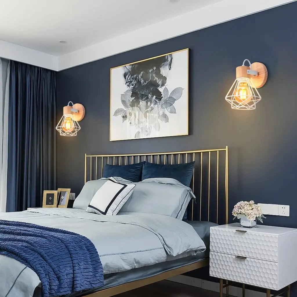 Decorbites™ Aplique de Pared de Madera LED Industrial E27 Lámpara de Mesa Retro Vintage para Interiores