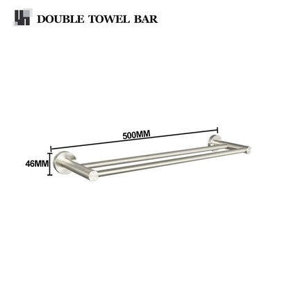 DecorBites™ Brushed Nickel Stainless Steel Bathroom Hardware Set Towel Bar Ring Holder Robe Hook