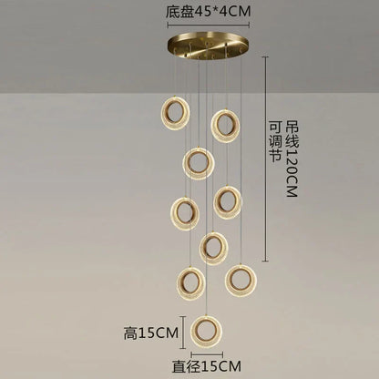 DecorBites™ Crystal Ring LED Chandelier: Modern Gold Kitchen Lighting for Staircase, Simple Indoor Hanging Lamp