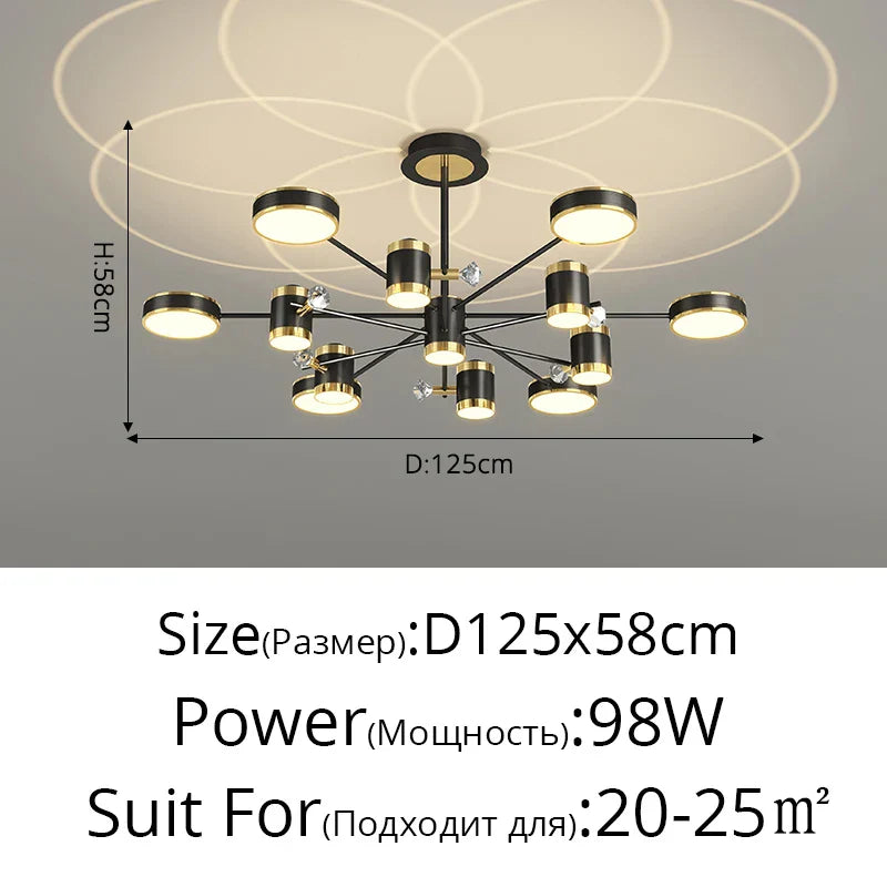 Decorbites™ Lámpara de Araña LED: Luz de Techo Inteligente Moderna con Mando a Distancia para Sala de Estar, Dormitorio, Comedor y Cocina