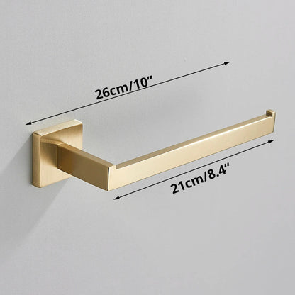 DecorBites™ Brushed Gold Bathroom Set: Towel Bar, Robe Hook, Shelf, Tissue Holder & Accessories