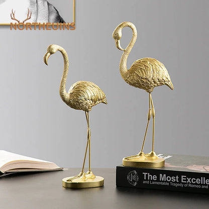 DecorBites™ Golden Flamingo Resin Figurines: Luxury Animal Decor for Home & Office