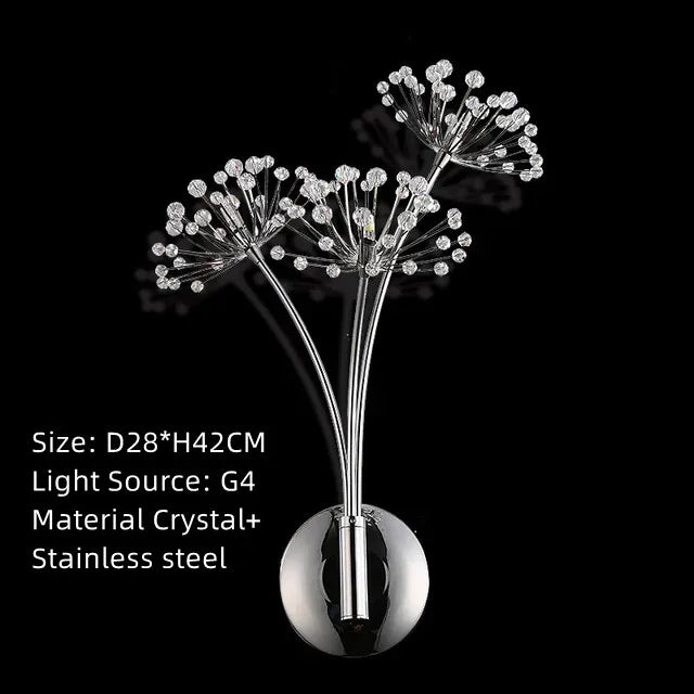 Lámpara de pie LED DecorBites™ con diseño de diente de león de cristal para la decoración de la sala de estar o el dormitorio.