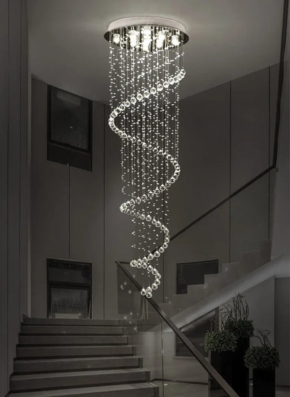 DecorBites™ Crystal Pendant Chandelier for Staircase Hotel Bedroom Hanging Lamp