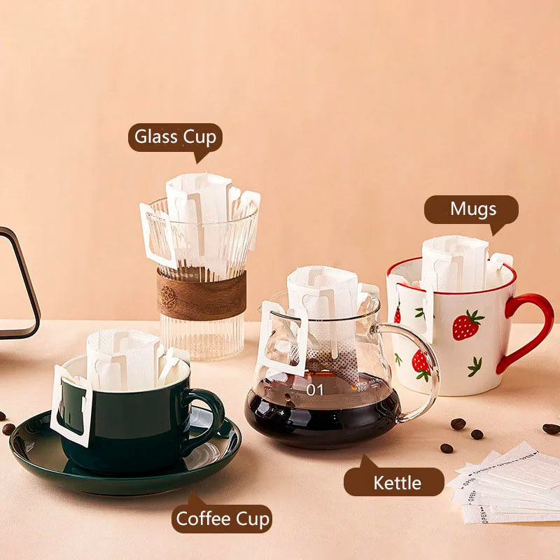 Decorbites™ Einweg-Kaffeefilter-Tasse Tropf-Beutel, Papier mit Aufhängeöhrchen Pour-Over-Brauer