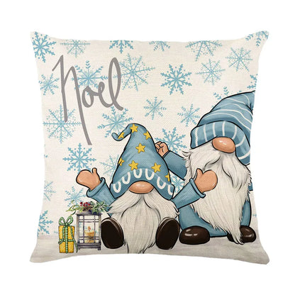 DecorBites™ Christmas Letter Print Linen Throw Pillow Cover for Holiday Home Decoration
